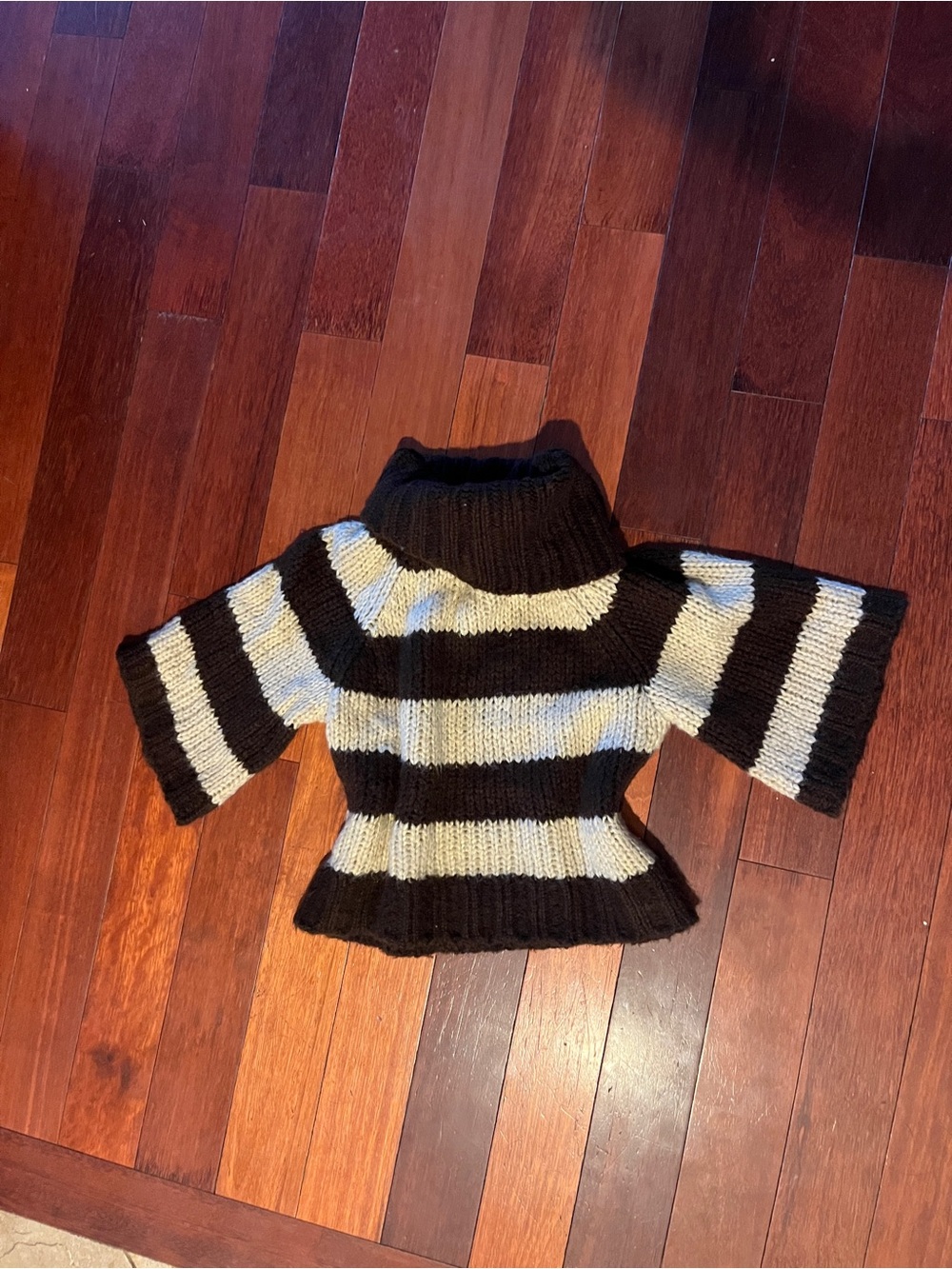 Vintage Striped Turtleneck Sweater - Brown & Cream
